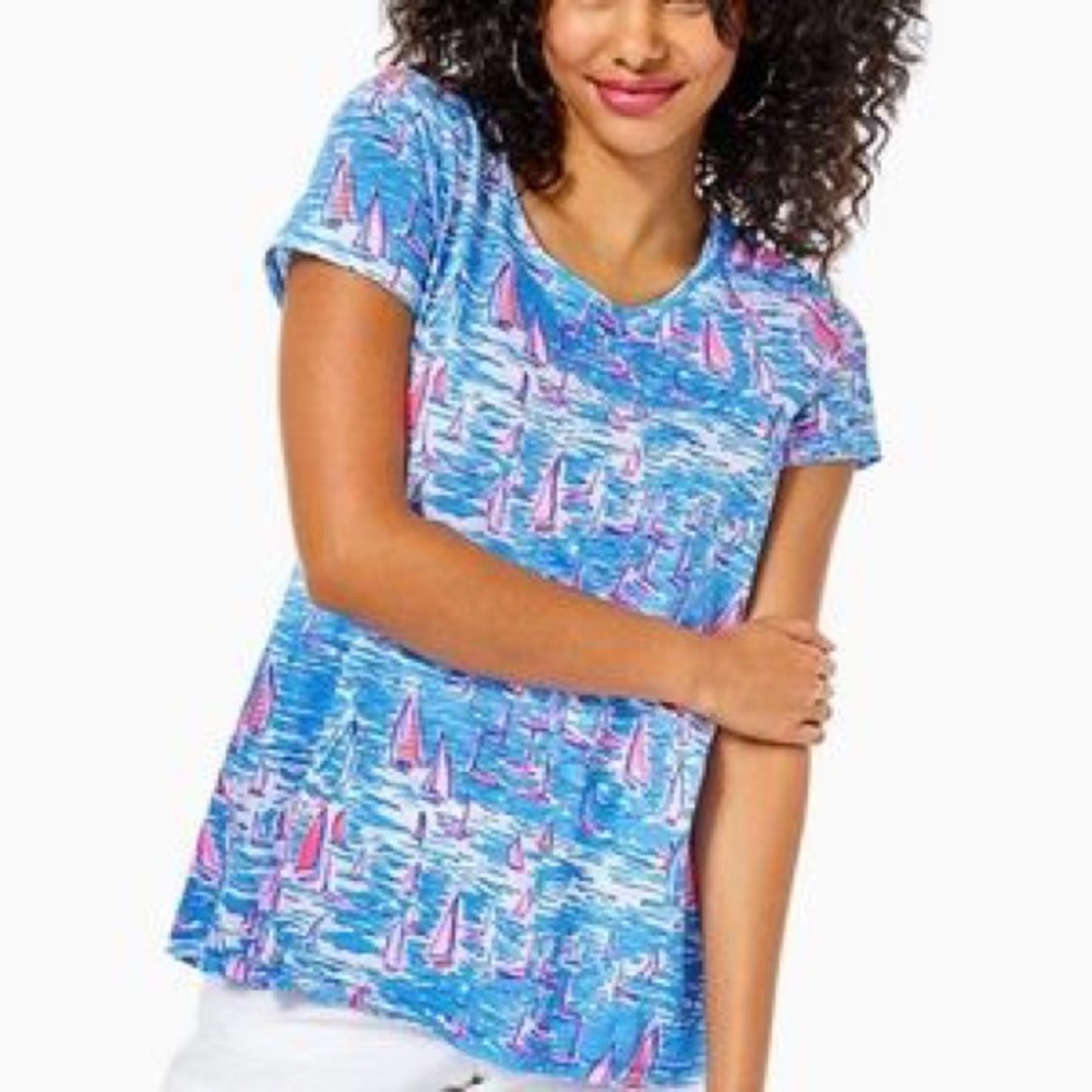 NWT Lilly Pulitzer Etta Scoop Neck Zanzibar Blue Boatylicous Size XS ⛵️ 🩵